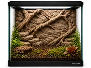 3D Terrarium Rückwand mit Felsen & Wurzeln