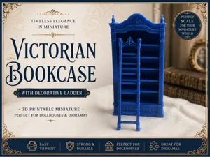 Victorian Bookcase with Decorative Ladder