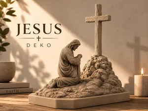 Jesus Praying at the Cross Christian Prayer Statue