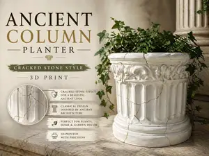 Ancient Column Planter – Cracked Stone Elegance