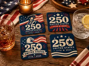 USA 250 Patriotic Coasters with tray