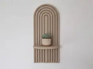 Modern Arched Slatted Wall Shelf