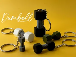 Gym dumbbell keychain