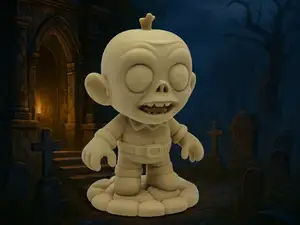 Grinsender Mini-Zombie auf Sockel