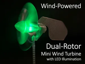 Dual-Rotor Mini Wind Turbine with LED Illumination