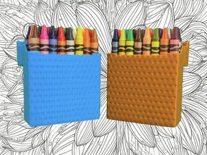 24 Crayon box - hinged, click shut, fun texture