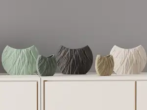 Modern Circular Vase. Fur Style Texture vase.
