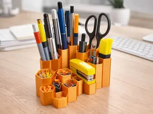 Golden Hive – Modular Hex Desk Organizer