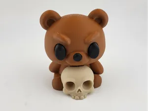 Angry Bear with Skull Kawaii for Halloween Gothic