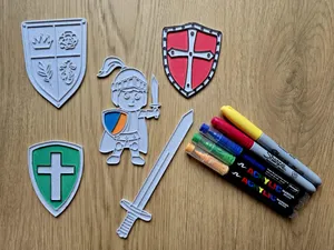 Cool Knight Shield Medieval DIY Coloring Sword Set