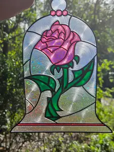 Beauty and the Beast Rose Suncatcher Stained Glass