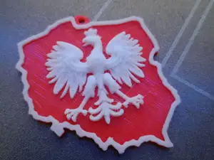 Brelok z białym orłem, herb Polski, mapa Polski