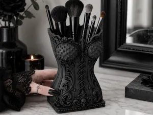 Goth Corset Makeup organizer Brush Holder
