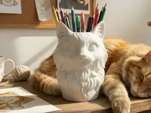 Ragdoll Cat Pencil Holder / Fluffy Desk Container