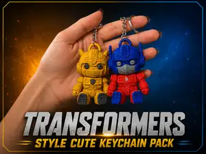 Knitted Transformers Robot Keychain Pack