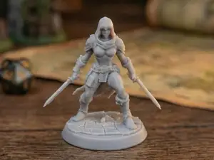 Hooded Assassin Rogue Dual Daggers Miniature 32mm