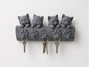 Katzen Schluesselbrett mit Pfoten und 5 Haken