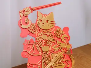 招财猫门神版画