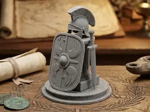 Piccolo Diorama con Scudo, Elmo e Spada Romani