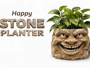 Happy Stone Planter