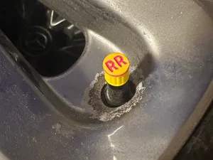 Tire valve stem markers. Tire rotation