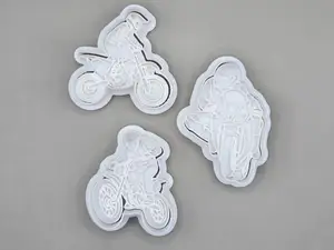 Motorcycle Bike Cookie Cutter Stamp Set 1