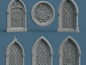 Grand Gothic Rose & Cathedral Window Set Ornate