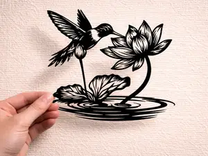 Hummingbird and Lotus Flower