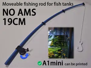 Moveable fishing rod for fish tanks