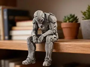 Sad Iron Man Figurine sitting on a ledge!