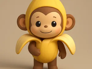Affe im Bananen Kostüm 