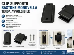 Clip supporto bastone monovella tenda avvolgibile