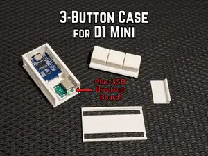 ESP8266 D1 Mini 3-Button Case (plus USB)