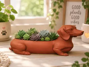 Long Dachshund Dog Planter