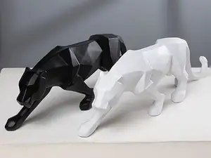 Modern low poly leopard statue