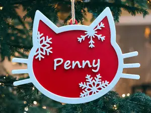 Christmas Ornament: Custom Cat Name Kitty Ornament