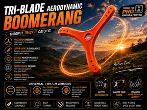 Tri-Blade Boomerang Style Thrower | Easy Print
