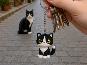 Porte-clé chat noir et blanc