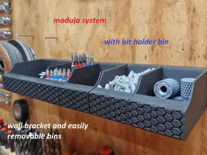 Modular wall mounted storage bins organizer