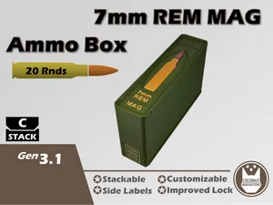 Ammo Storage Box 7mm Remington Mag REM 20 Round