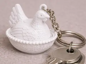 Vintage Hen on Nest Keychain