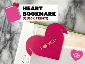 Heart Bookmark / Paperclip (I Love You + No Text)