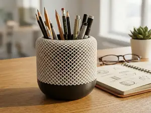 Modern Geometric Mesh Pencil Cup | Apple Homepod