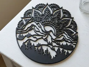 Serenity Peaks: Layered Mountain Mandala Wall Art