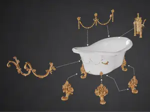 Miniature Victorian Tub in Parts for Painting