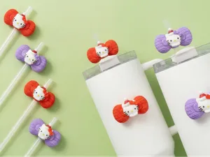 Hello Kitty Knit Ribbon straw sleeve