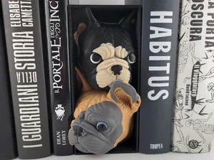 Book Nook bulldog Cozy 3D Printed Bookshelf Decor