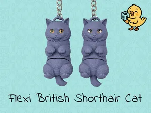 British Shorthair Keychain – Articulated Flexi Cat