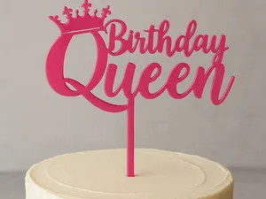 Birthday Queen Crown Cake Topper – 3D Printed
