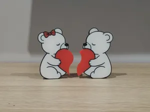 Two Teddy Bears with Heart Halves Valentine